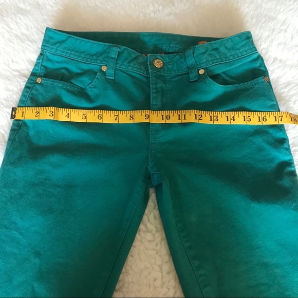 Tory Burch Women’s Cropped Slim Boot Green Denim Jeans/Pants size 26 - Picture 8 of 13